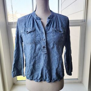 Tory Burch Linen Blend Denim Top | 6